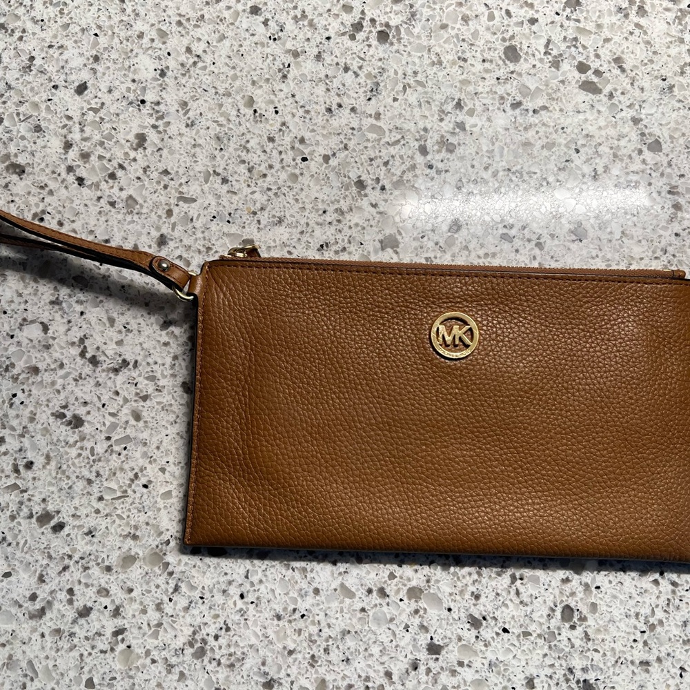 Michael Kors Brown Leather Wristlet